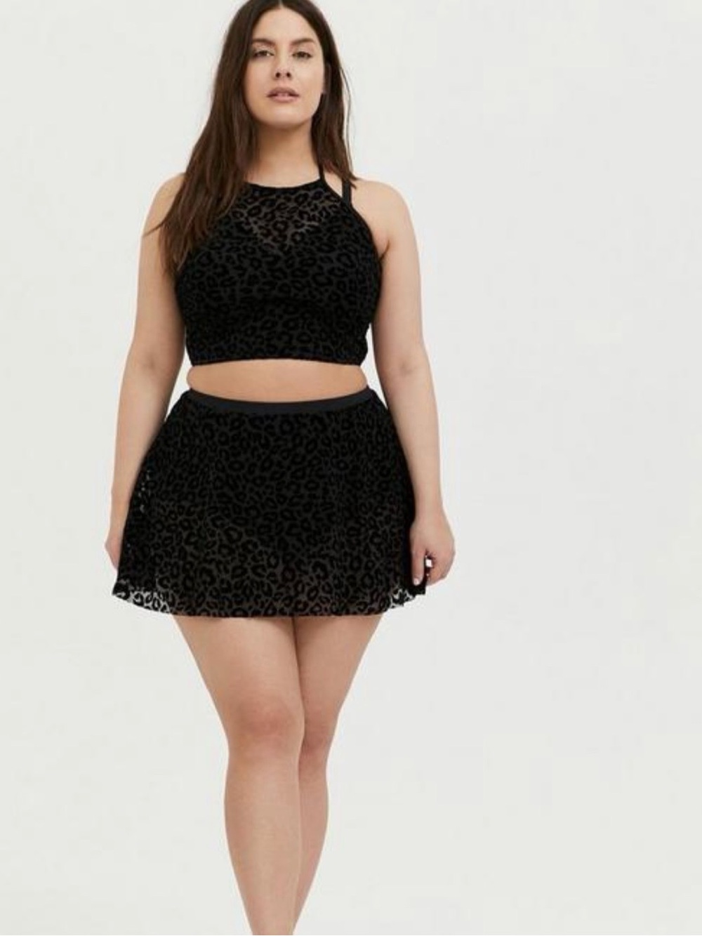 NWT Torrid Black Velvet Leopard Print Bikini Skater Skirt Set Size 1X - Picture 13 of 13